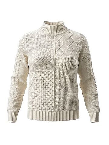 American Eagle Outfitters Patchwork Cable Turtleneck Sweater Casual Sweaters (view 2)