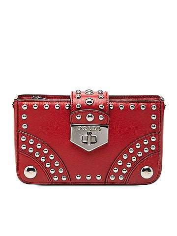 Prada City Calfskin Studded Elektra Turn Lock Clutch (view 1)
