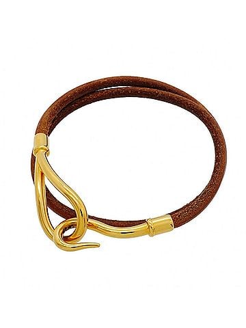 Hermès Hermes Jumbo Hook Bracelet, GP Plated Leather, Gold Brown, Women's (view 1)