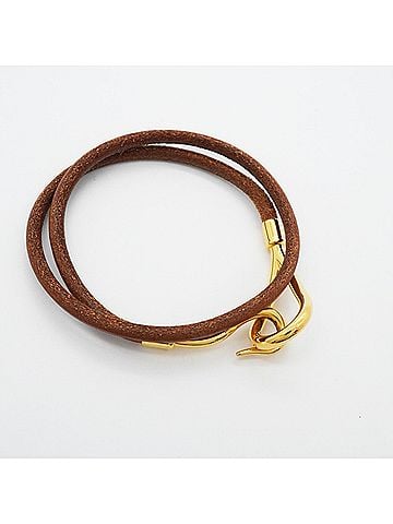 Hermès Hermes Jumbo Hook Bracelet, GP Plated Leather, Gold Brown, Women's (view 2)