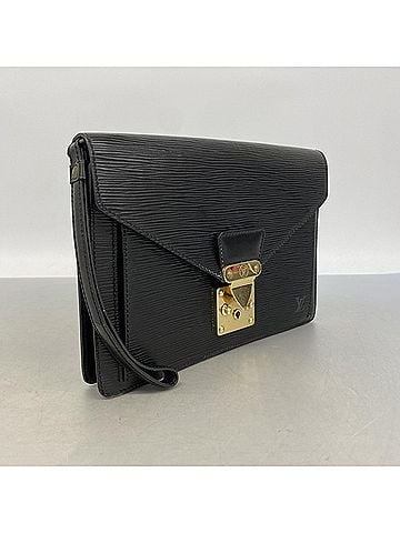 Louis Vuitton Louis Vuitton Epi Leather Clutch Bag, Pochette Sellier Dragonne, M52612, Noir (Men's), OP012674 (view 2)