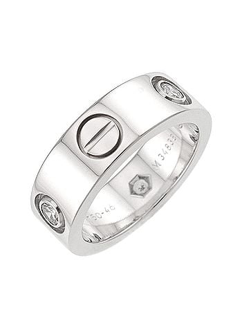 Cartier Cartier Love Ring #46, Half Diamond 3P, 18K WG White Gold 750, LOVE (view 1)