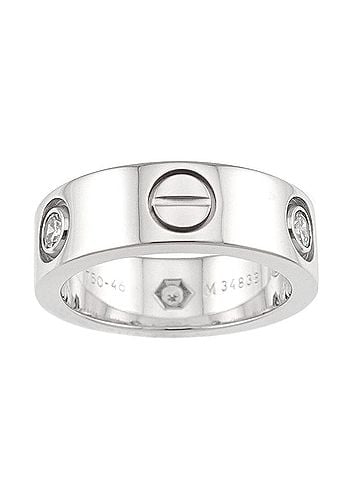 Cartier Cartier Love Ring #46, Half Diamond 3P, 18K WG White Gold 750, LOVE (view 2)
