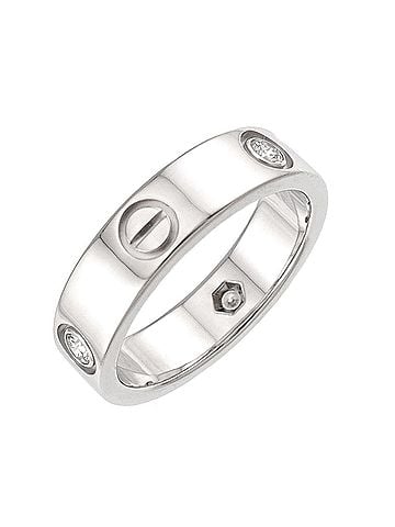Cartier Cartier Love Ring #58, Half Diamond 3P, 18K WG White Gold 750. (view 1)