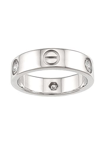 Cartier Cartier Love Ring #58, Half Diamond 3P, 18K WG White Gold 750. (view 2)