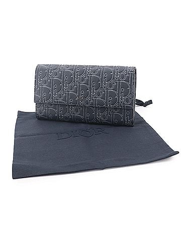 Christian Dior Christian Dior Gravity Outline Long Flap Wallet, Bi-fold Leather, Navy Blue, 2ESBC328FGP (view 2)