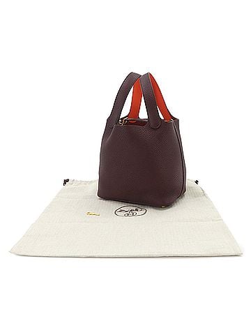 Hermès Piko Hermes Picotin Lock Eclat 18 PM Handbag, Taurillon Clemence Swift Leather, Prune Orange Poppy, T Stamp. (view 2)