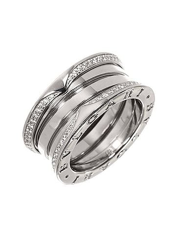 Bvlgari Bulgari BVLGARI B-zero1 3-band ring #51, pavé diamond, 18K WG white gold 750. (view 1)