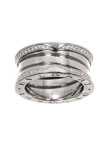 Bvlgari Bulgari BVLGARI B-zero1 3-band ring #51, pavé diamond, 18K WG white gold 750. (view 2)