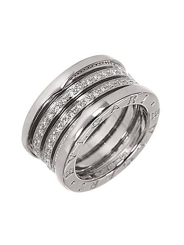 Bvlgari Bulgari BVLGARI B-zero1 4-band ring #51, pavé diamond, 18K WG white gold 750. (view 1)