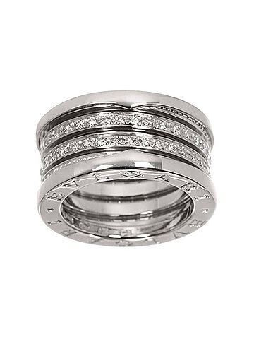 Bvlgari Bulgari BVLGARI B-zero1 4-band ring #51, pavé diamond, 18K WG white gold 750. (view 2)