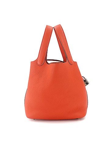 Hermès Piko Hermes Picotin Lock PM handbag, Taurillon Clemence leather, Orange Poppy pattern, A stamp, silver hardware. (view 2)