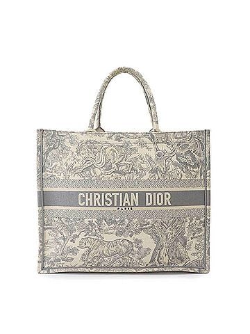 Christian Dior Christian Dior Book Tote Large Handbag, Toile de Jouy Canvas, Ecru White/Grey, M1286ZTDT (view 1)