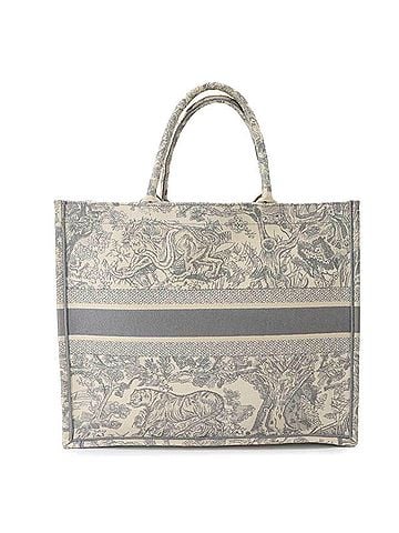Christian Dior Christian Dior Book Tote Large Handbag, Toile de Jouy Canvas, Ecru White/Grey, M1286ZTDT (view 2)