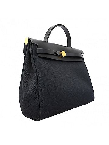 Hermès Hermes Herbag Zip PM Handbag, Toile Military, Black, Y Stamp, 2-way bag for women (view 2)