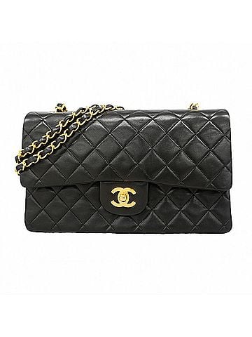 Chanel Chanel Matelassé Shoulder Bag, Double Flap, Chain, Lambskin, Black, Women's (view 1)