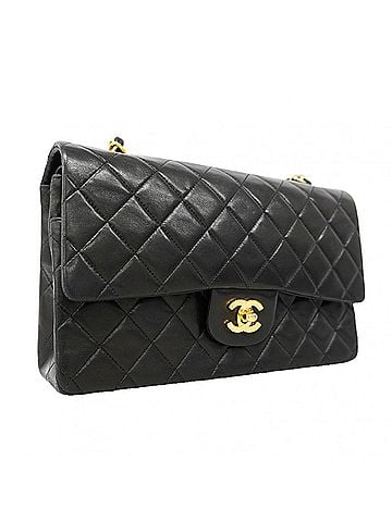 Chanel Chanel Matelassé Shoulder Bag, Double Flap, Chain, Lambskin, Black, Women's (view 2)