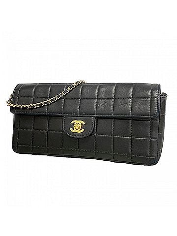 Chanel Chanel Chocolate Bar Chain Shoulder Bag, Lambskin, Black, Women's (view 1)