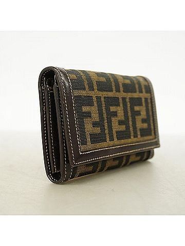 Fendi Fendi Zucca Nylon Canvas Wallet, Brown, Women's (view 2)