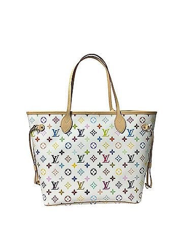 Louis Vuitton LOUIS VUITTON M27787 LV × TM Takashi Murakami Collaboration Neverfull MM Handbag with Pouch, Tote Bag, Monogram Multicolor Canvas, Women's, Blanc White (view 2)