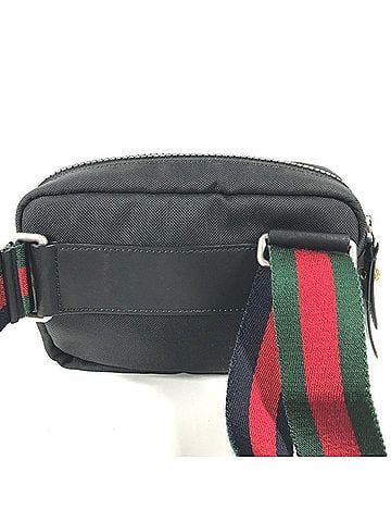 Gucci GUCCI 523323 Sherry Line Tiger Head Belt Bag, Handbag, Waist Body Nylon, Men's, Women's, Black (view 2)
