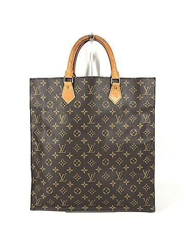 Louis Vuitton LOUIS VUITTON M51140 Monogram Sac Plat Bag, Vertical Tote Handbag, Canvas, Men's/Women's, Brown (view 1)