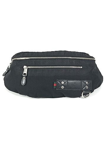 Gucci GUCCI 246409 Logo Sherry Line Belt Bag Waist Pouch Body Nylon Men's Women's Black (view 1)