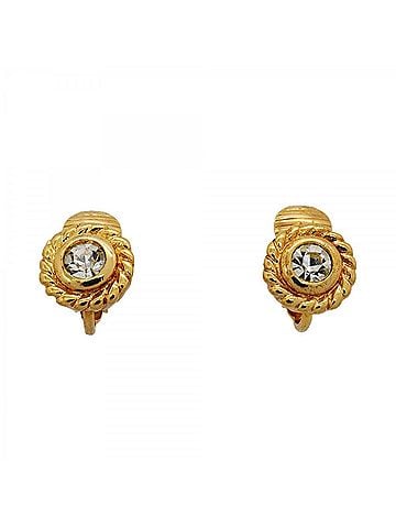 Christian Dior Christian Dior Earrings, GP Plated, Rhinestone, Gold, Women's (view 1)