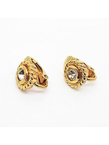 Christian Dior Christian Dior Earrings, GP Plated, Rhinestone, Gold, Women's (view 2)