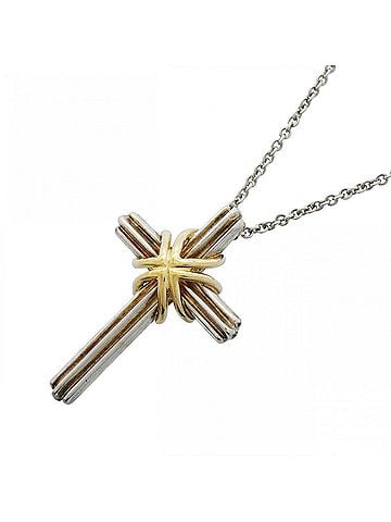 Tiffany & Co. Tiffany &amp; Co. Signature Cross Necklace, 18K Yellow Gold (KYG), Sterling Silver 925, Women's (view 1)