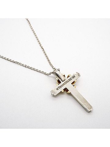 Tiffany & Co. Tiffany &amp; Co. Signature Cross Necklace, 18K Yellow Gold (KYG), Sterling Silver 925, Women's (view 2)