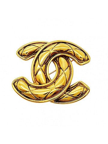 Chanel Chanel Brooch, Coco Mark, Matelassé, GP Plated, Gold, Women's (view 1)