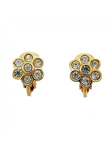 Christian Dior Christian Dior Earrings, GP Plated, Rhinestone, Gold, Women's (view 1)