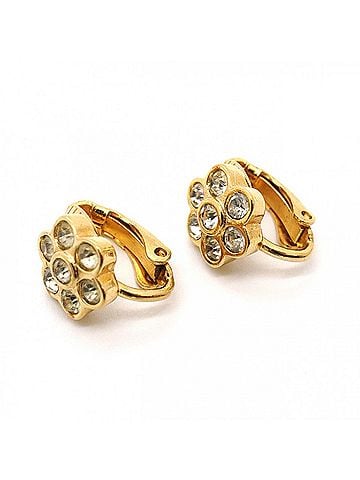 Christian Dior Christian Dior Earrings, GP Plated, Rhinestone, Gold, Women's (view 2)