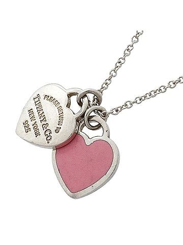 Tiffany & Co. Tiffany &amp; Co. Double Return to Heart Necklace, Sterling Silver 925, Pink, Women's (view 1)