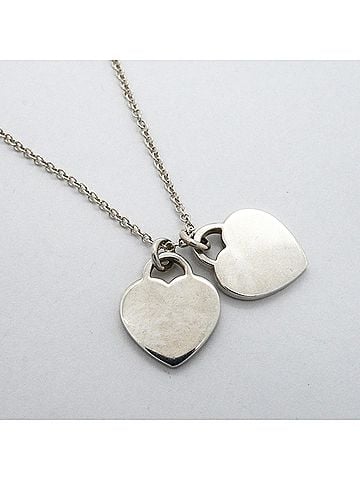 Tiffany & Co. Tiffany &amp; Co. Double Return to Heart Necklace, Sterling Silver 925, Pink, Women's (view 2)