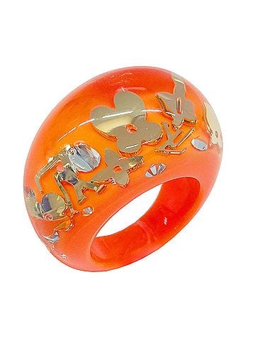 Louis Vuitton Louis Vuitton LOUIS VUITTON Ring for Women, Brand Name Ring, Resin, Bague Inclusion, Orange, Size M, Accessory (view 1)