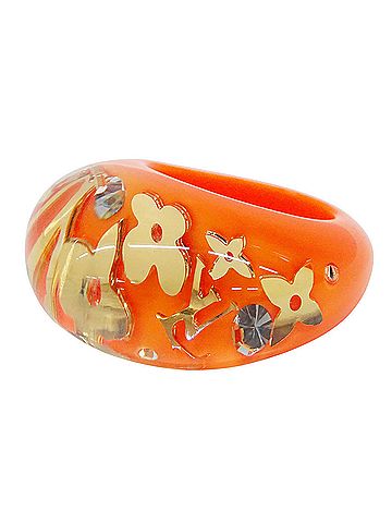Louis Vuitton Louis Vuitton LOUIS VUITTON Ring for Women, Brand Name Ring, Resin, Bague Inclusion, Orange, Size M, Accessory (view 2)