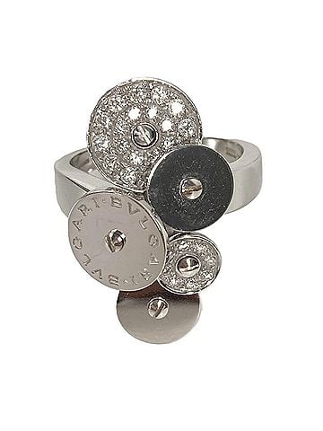 Bvlgari BVLGARI Bulgari Diamond Cycladi Logo 18K Gold Ring WG750 Women's Silver 1 (view 1)