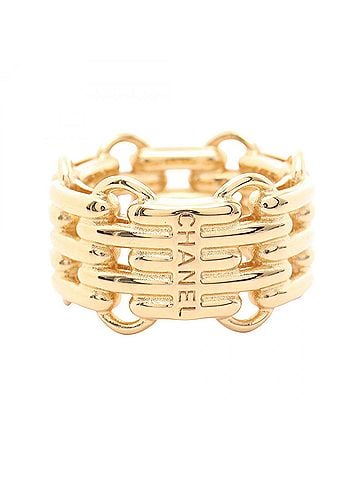 Chanel Chanel chain motif ring, gold plated (GP), women's jewelry, tone. (view 1)