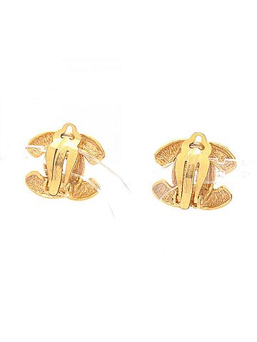 Chanel Chanel Coco Mark Matelassé Earrings, Gold Plated (GP), Women's, Tone (view 2)