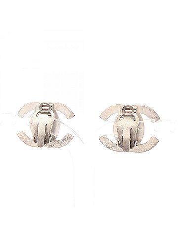 Chanel Chanel Coco Mark Turnlock Motif Earrings, Metal Jewelry, Women's, Silver Tone (view 2)