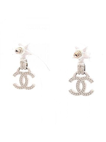 Chanel Chanel Coco Mark Star Earrings, Metal, Rhinestone, Women's, Silver/Clear Tones (view 2)