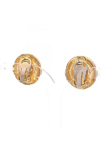 Chanel Chanel Coco Mark Earrings, Gold Plated (GP), Faux Pearl, Women's, Gold/White Tones (view 2)