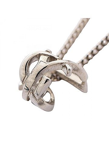 Yves Saint Laurent Yves Saint Laurent Saint Laurent Paris Monogram Twist Necklace, Metal Jewelry, Women's, Silver Tone (view 1)