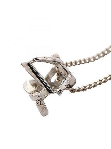 Yves Saint Laurent Yves Saint Laurent Saint Laurent Paris Monogram Twist Necklace, Metal Jewelry, Women's, Silver Tone (view 2)