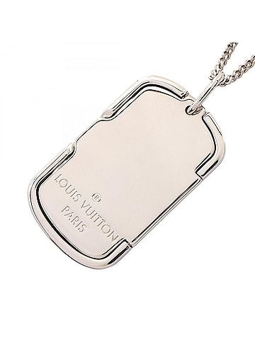 Louis Vuitton Louis Vuitton Monogram Locket Necklace, Metal Jewelry, Men's, Silver Tone, M62484 (view 2)