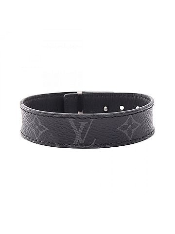 Louis Vuitton Louis Vuitton LOUIS VUITTON Bracelet LV Slim Monogram Eclipse Accessory Leather Men's Black M6456 (view 2)