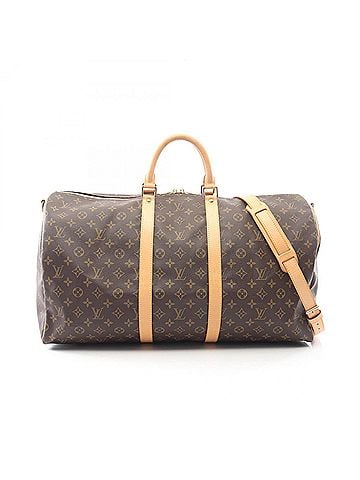Louis Vuitton Louis Vuitton Keepall Bandoulière 55 Monogram 2-Way Boston Bag/Handbag, Coated Canvas and Leather, Men's/Women's, Brown, M41414 (view 1)