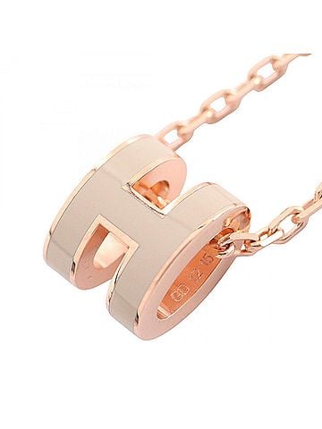 Hermès Hermes Mini Pop H Marron Glacé Necklace, Gold Plated, Women's, Gold/Beige, H147992F055 (view 1)